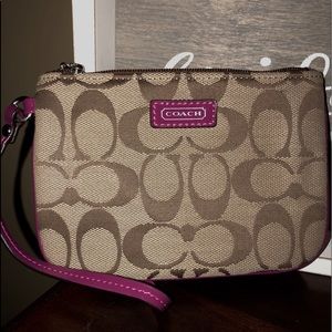 Coach Brown and Pink Small Wristlet